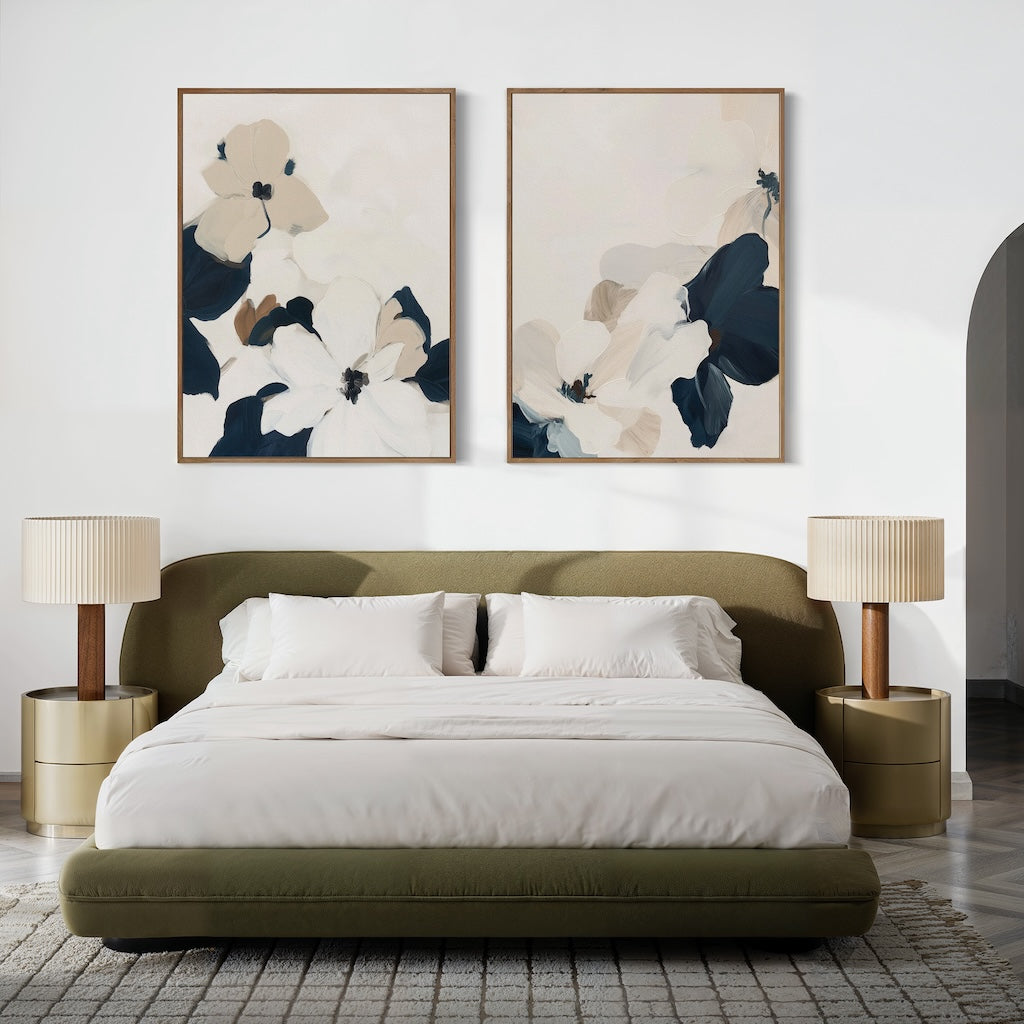 Elegant Floral Oil Painting Duo for Chic Home Décor