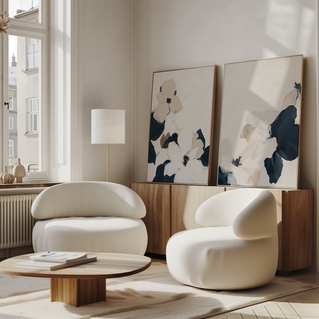 Elegant Floral Oil Painting Duo for Chic Home Décor