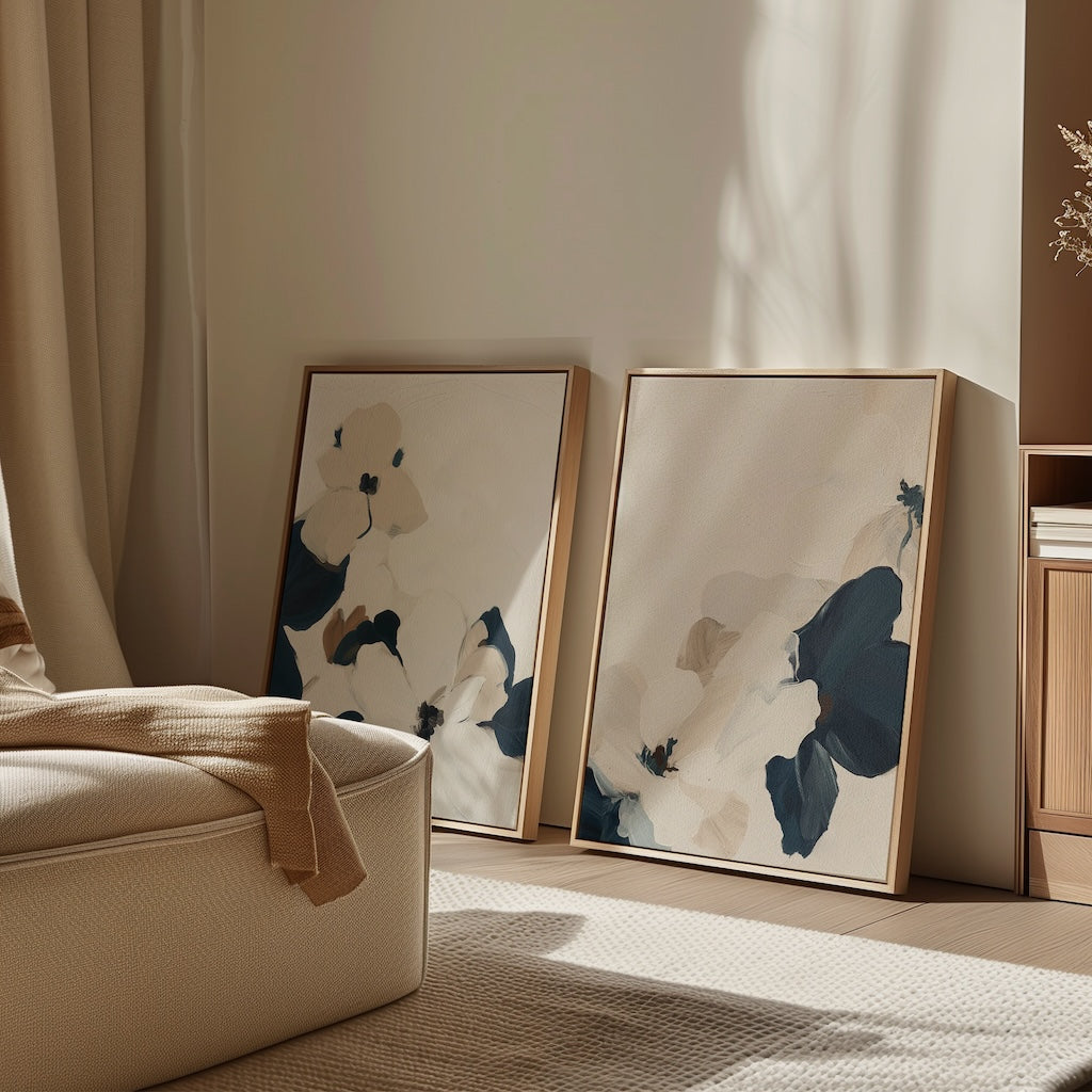 Elegant Floral Oil Painting Duo for Chic Home Décor