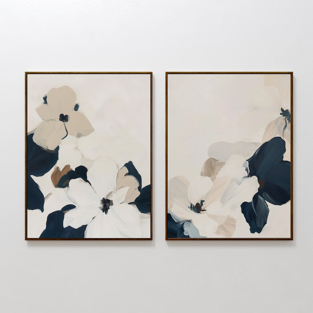 Elegant Floral Oil Painting Duo for Chic Home Décor