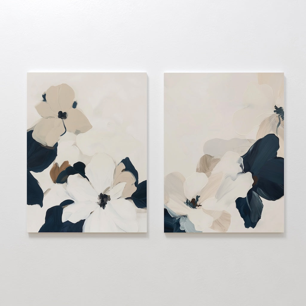 Elegant Floral Oil Painting Duo for Chic Home Décor
