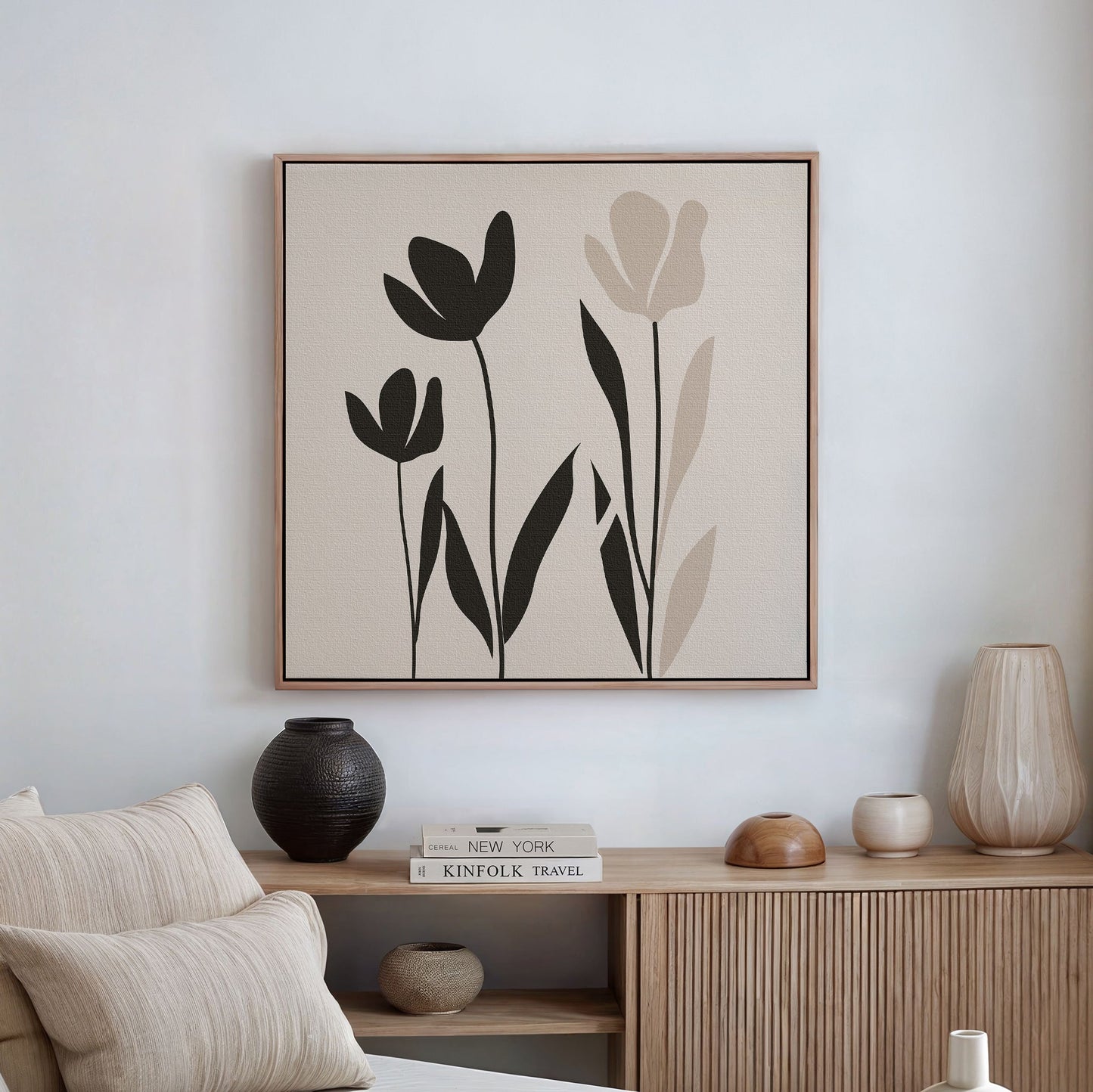Minimalist Floral Canvas Art | Modern Oil Painting for Home Decor