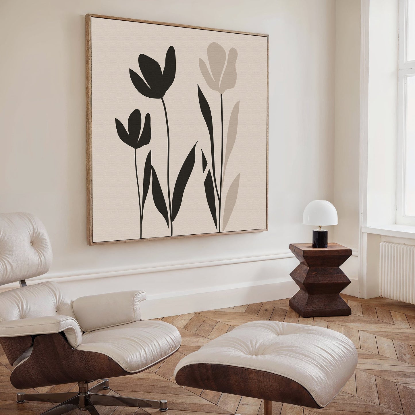 Minimalist Floral Canvas Art | Modern Oil Painting for Home Decor