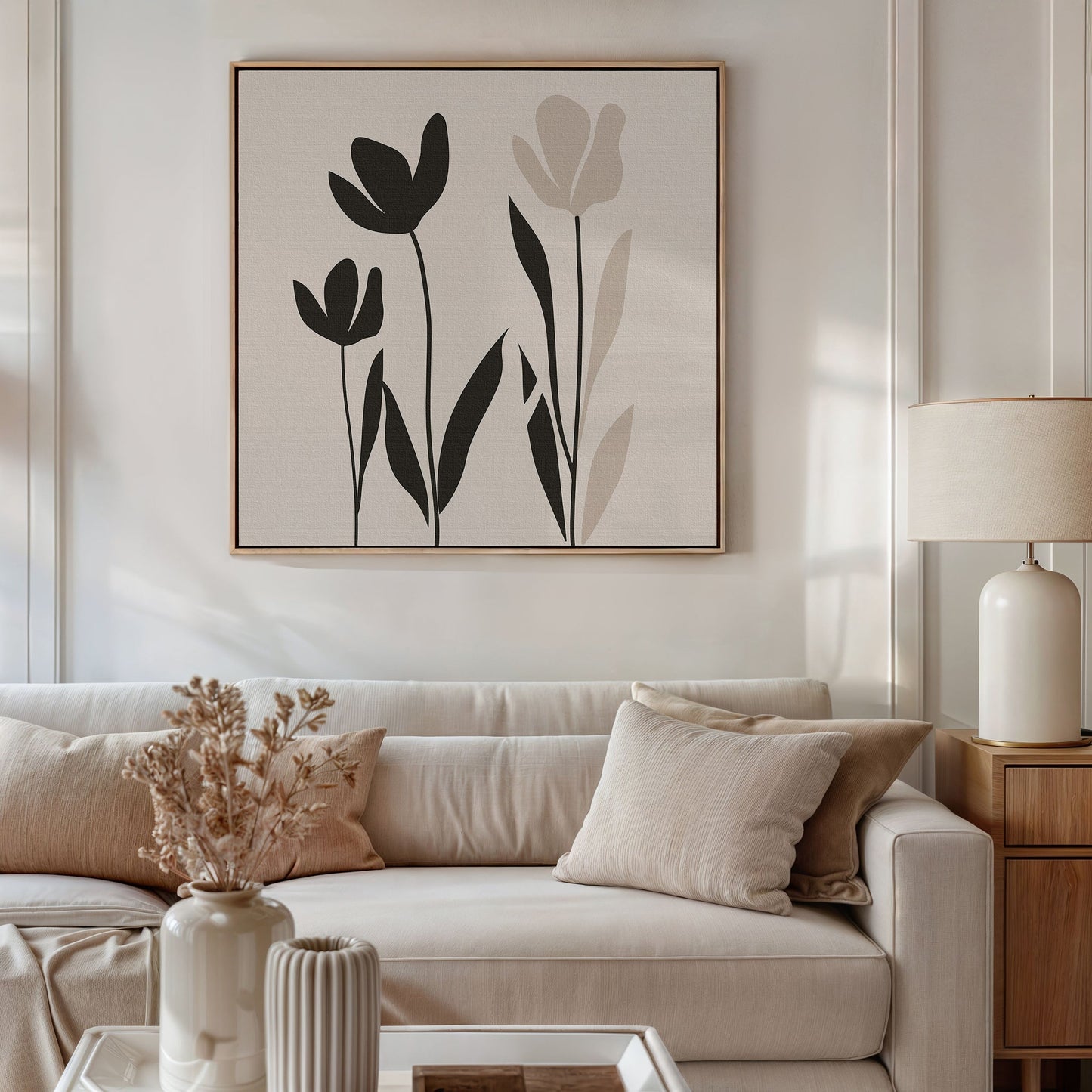 Minimalist Floral Canvas Art | Modern Oil Painting for Home Decor
