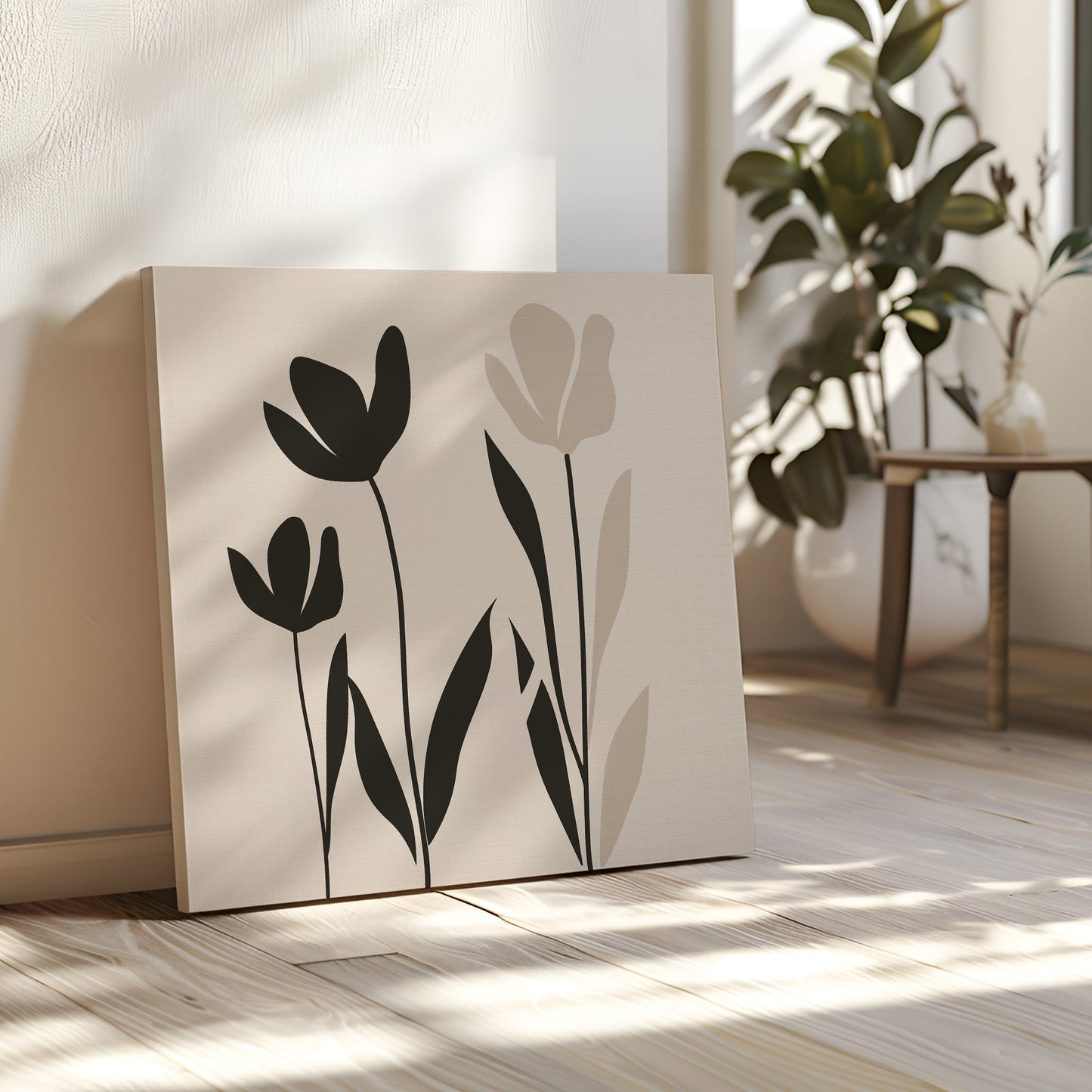 Minimalist Floral Canvas Art | Modern Oil Painting for Home Decor