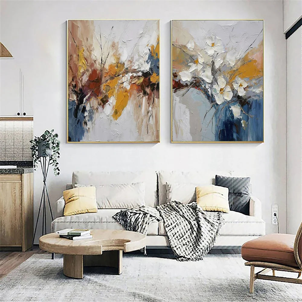 Colorful Abstract Flower and Tree Oil Paintings for Modern Home Decor