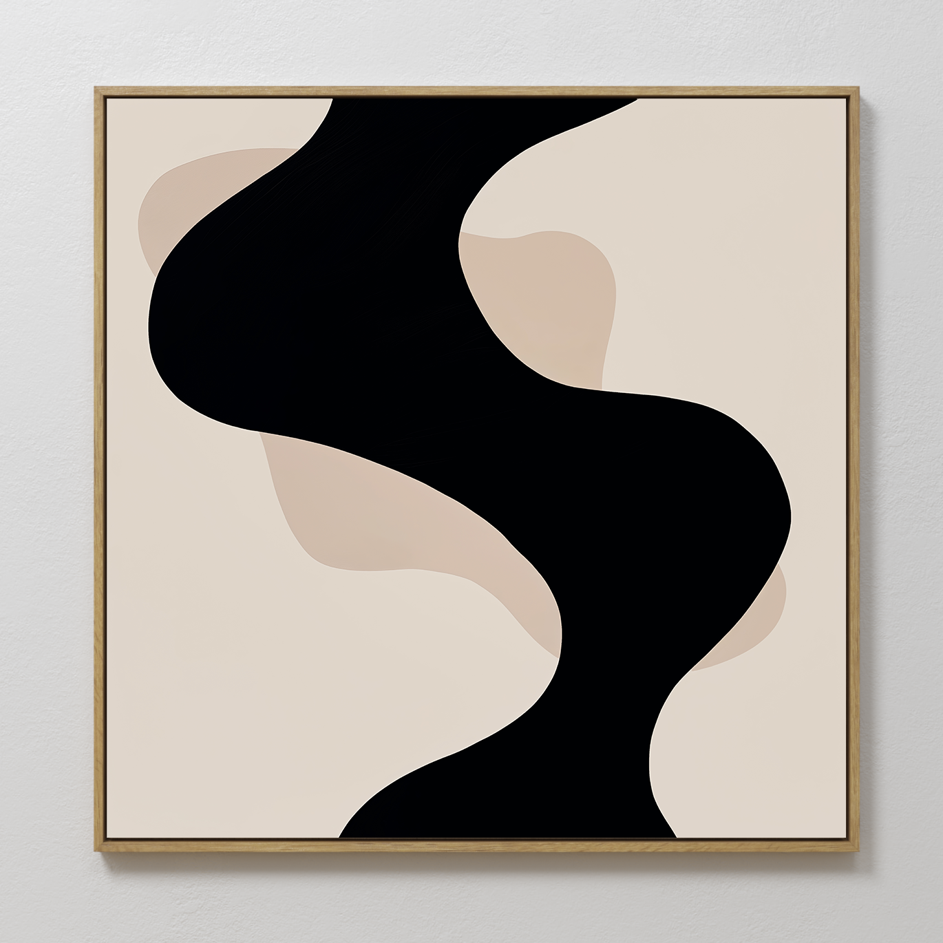 Black and Beige Abstract Oil Painting for Modern Home Decor