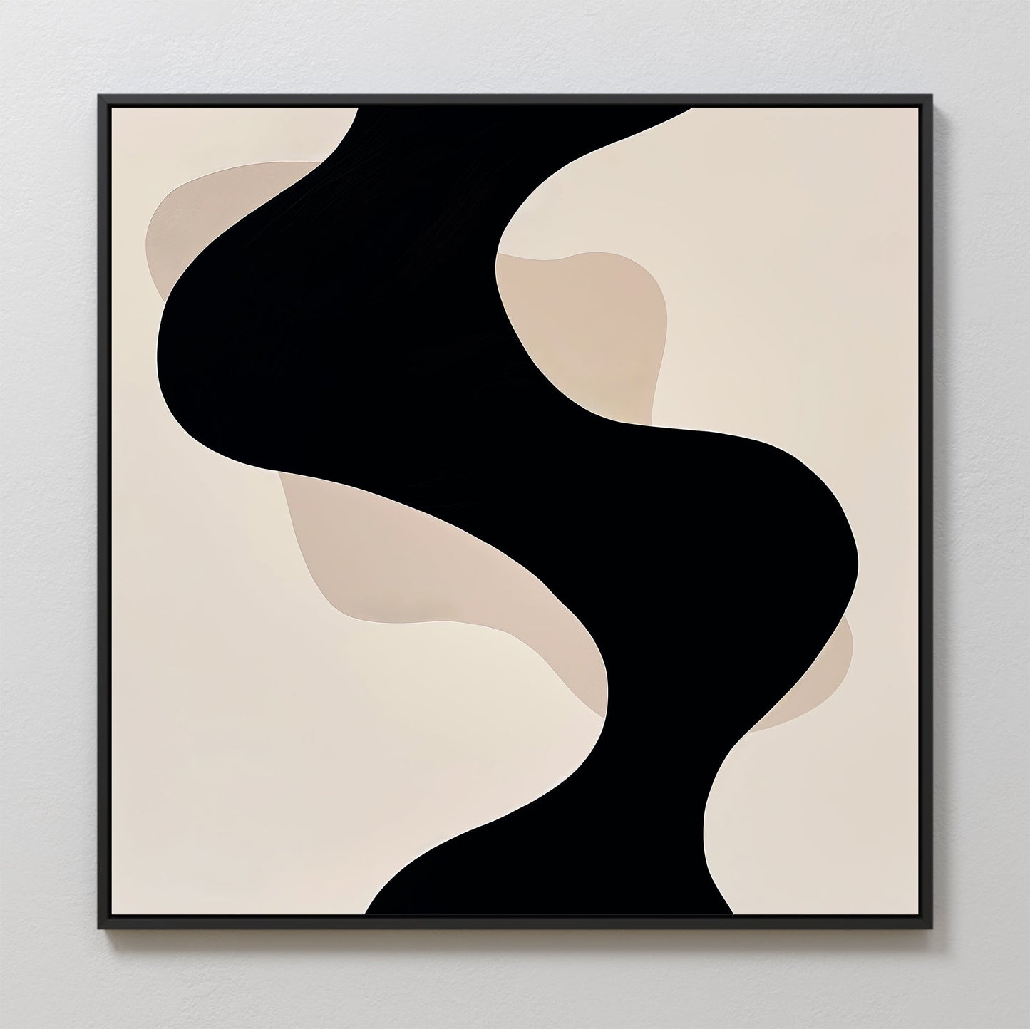 Black and Beige Abstract Oil Painting for Modern Home Decor