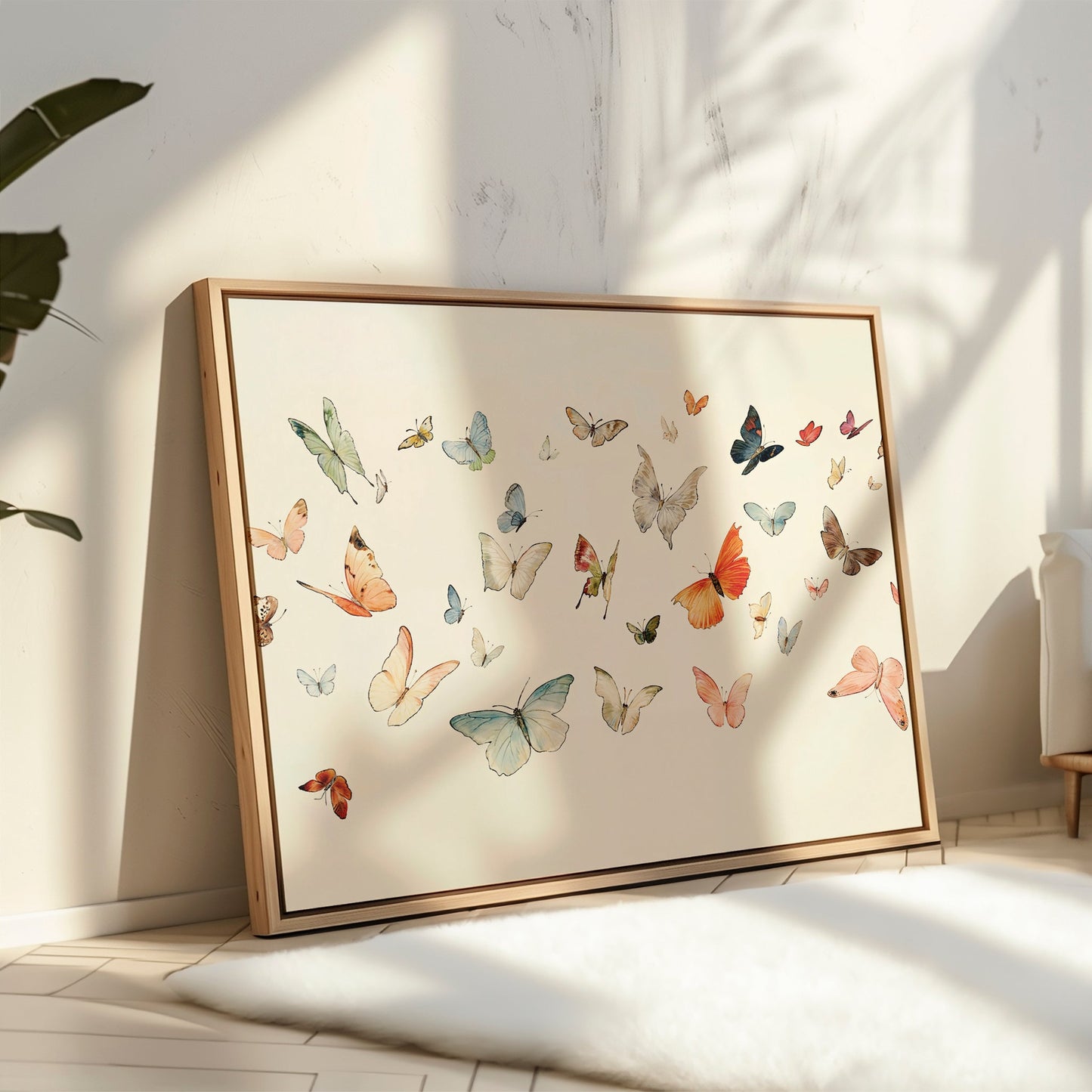 Colorful Fluttering Butterflies Abstract Canvas Art for Home Decor