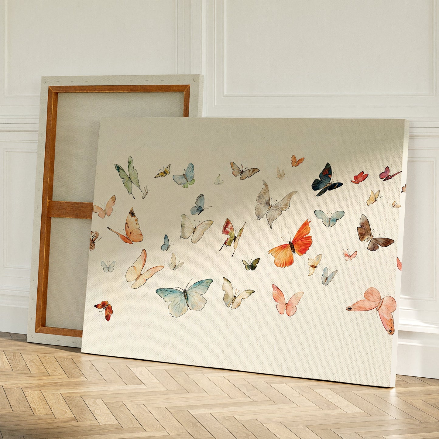 Colorful Fluttering Butterflies Abstract Canvas Art for Home Decor
