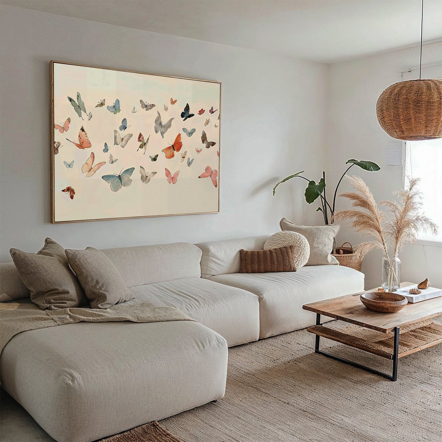 Colorful Fluttering Butterflies Abstract Canvas Art for Home Decor