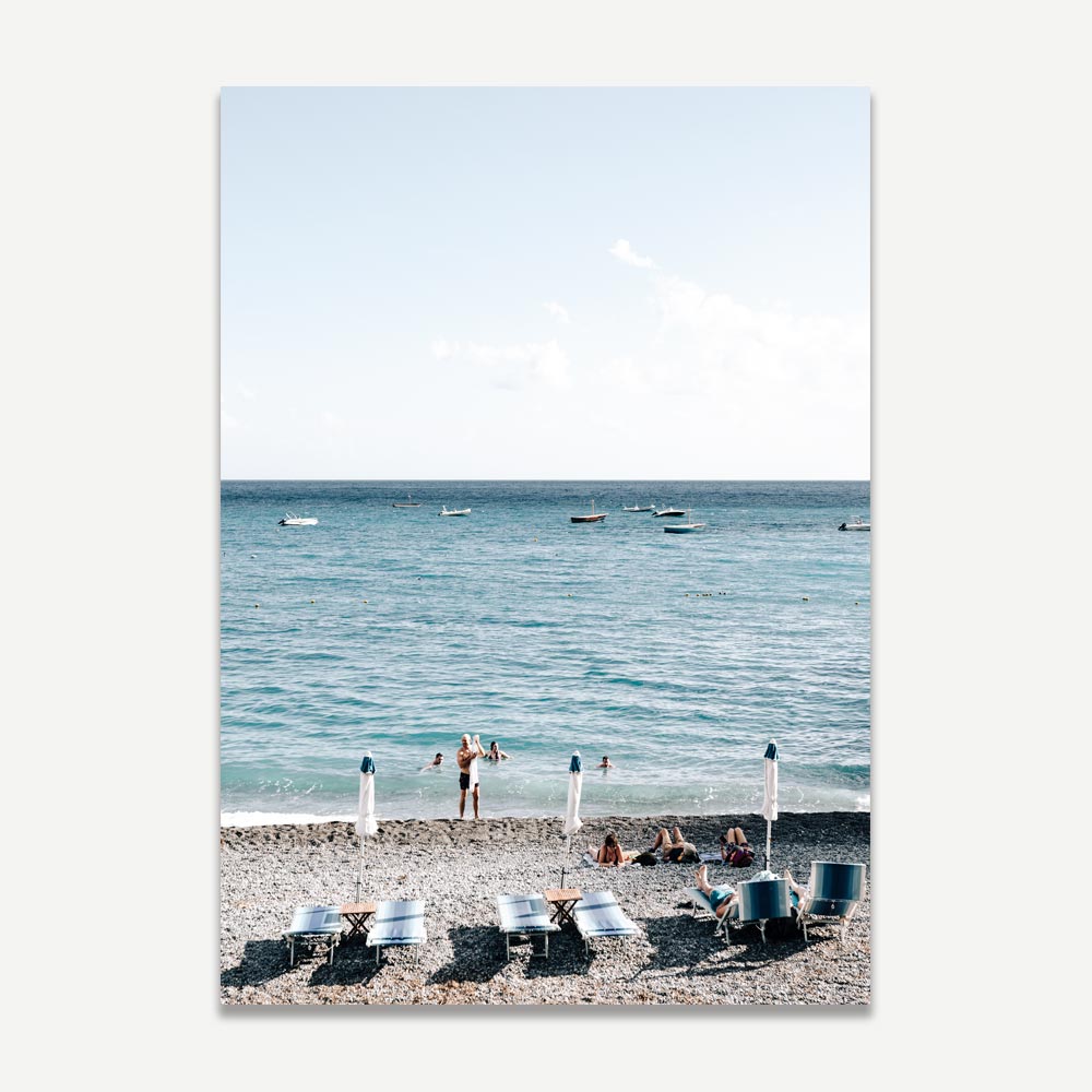 Coastal Serenity: Elegant Oil Paintings of La Pioggia & Fornillo Beach Scenes