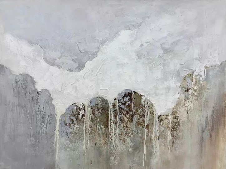 Serene Abstract Landscape Oil Painting for Elegant Home Décor
