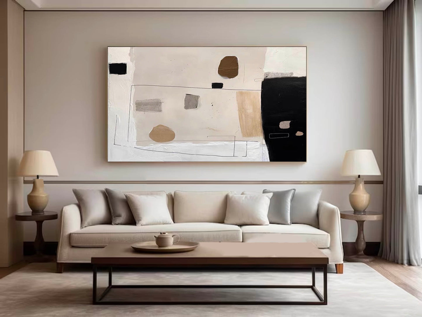 Contemporary Minimalist Abstract Oil Painting for Modern Home Decor