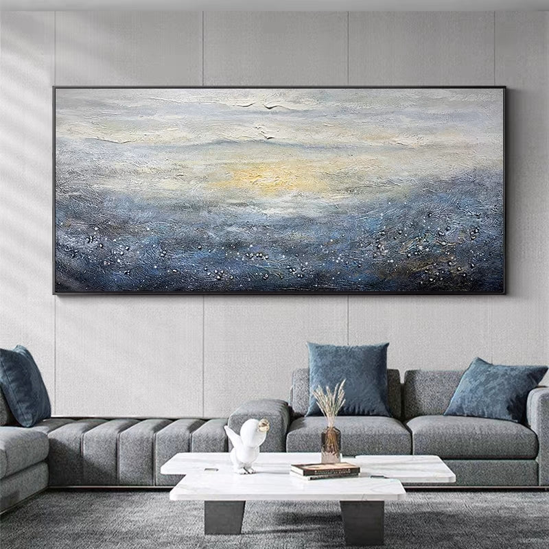 Serene Blue Horizon: Captivating Oil Painting of a Sky View