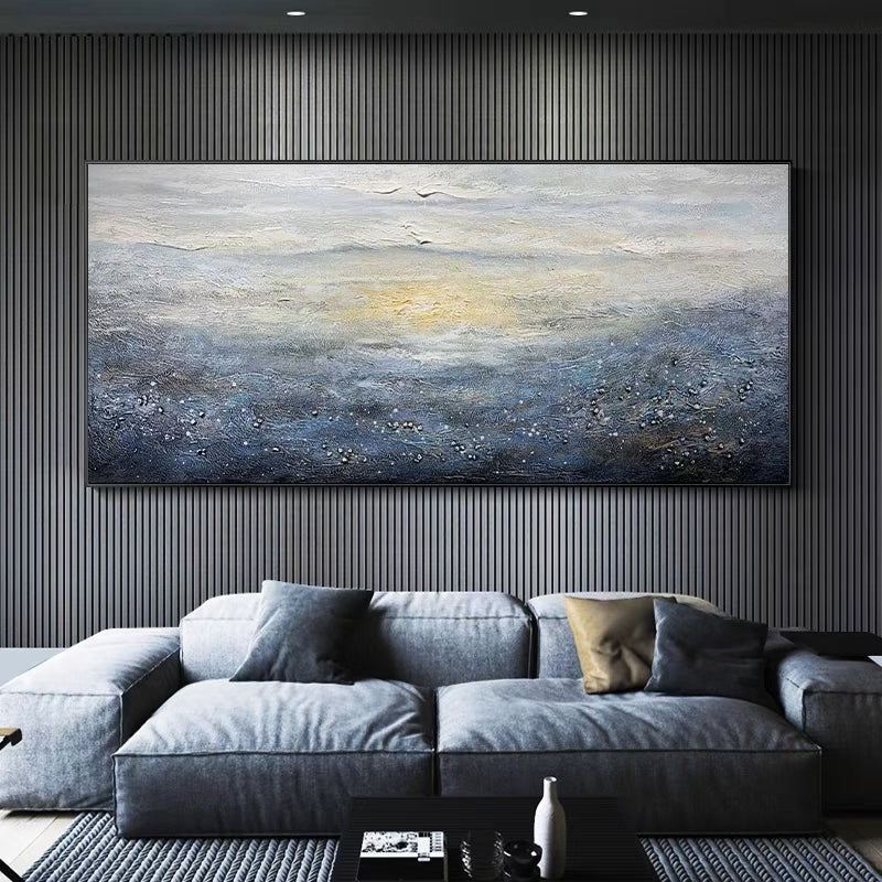 Serene Blue Horizon: Captivating Oil Painting of a Sky View