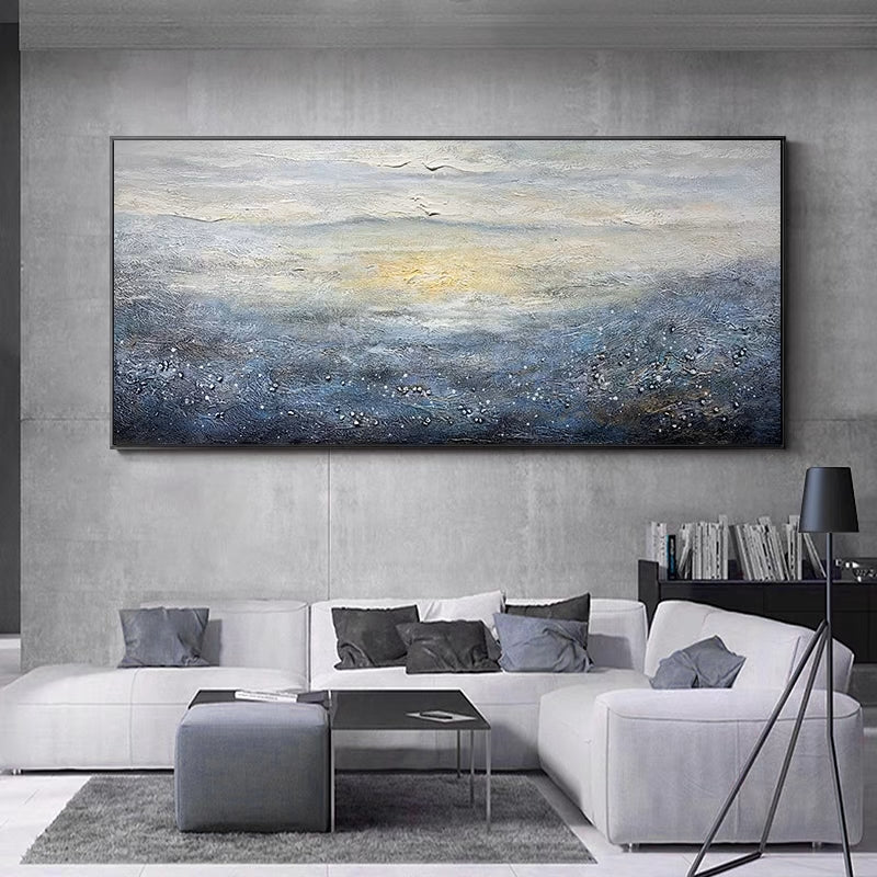 Serene Blue Horizon: Captivating Oil Painting of a Sky View