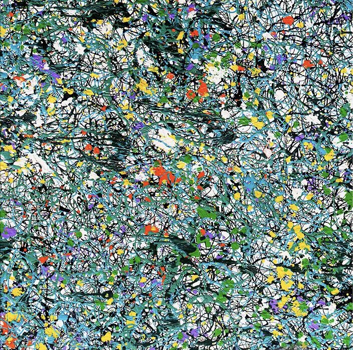 Vibrant Abstract Oil Painting with Colorful Swirls and Dynamic Texture