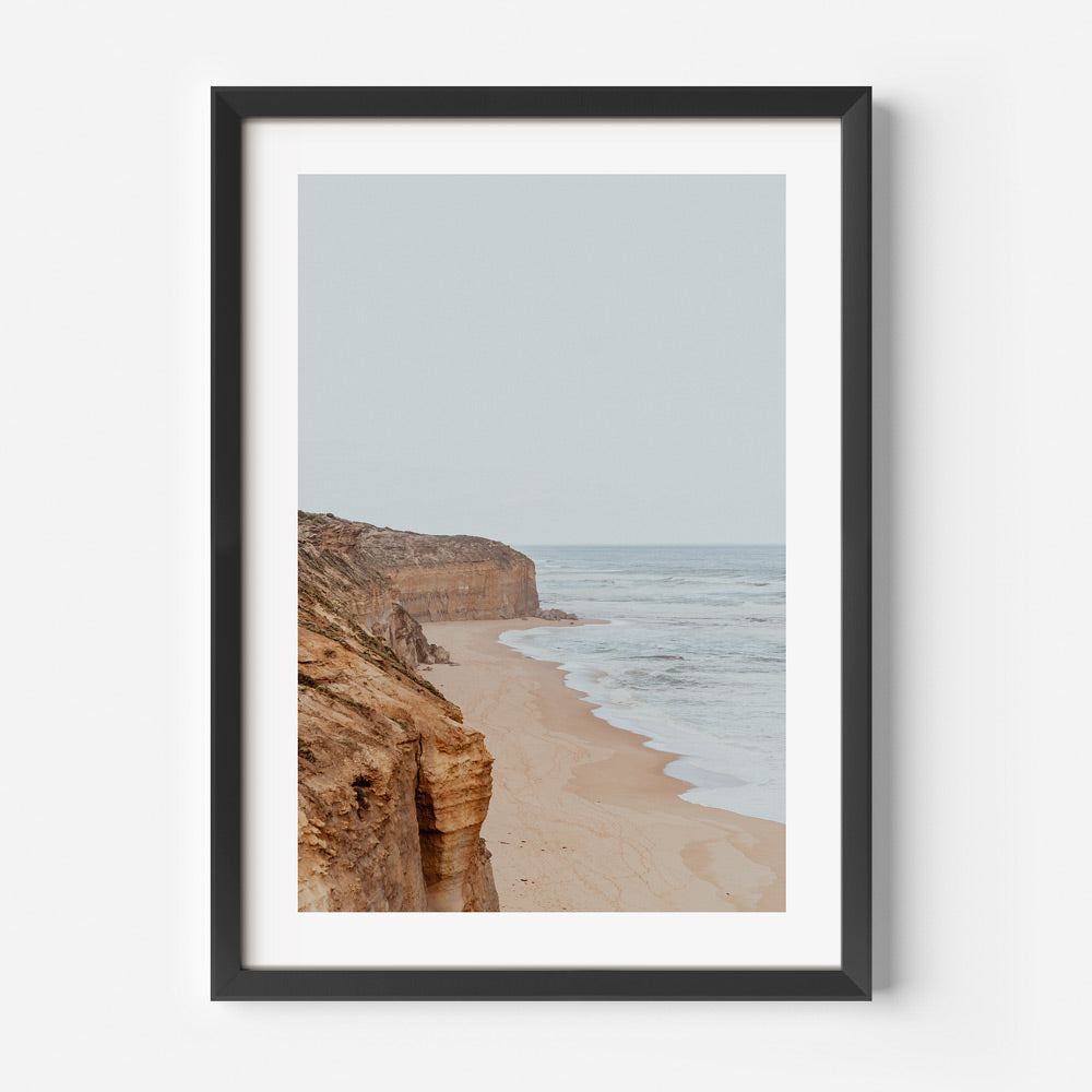 Coastal Serenity: Ocean View Oil Painting of Gibson Steps and Sandy Shoreline
