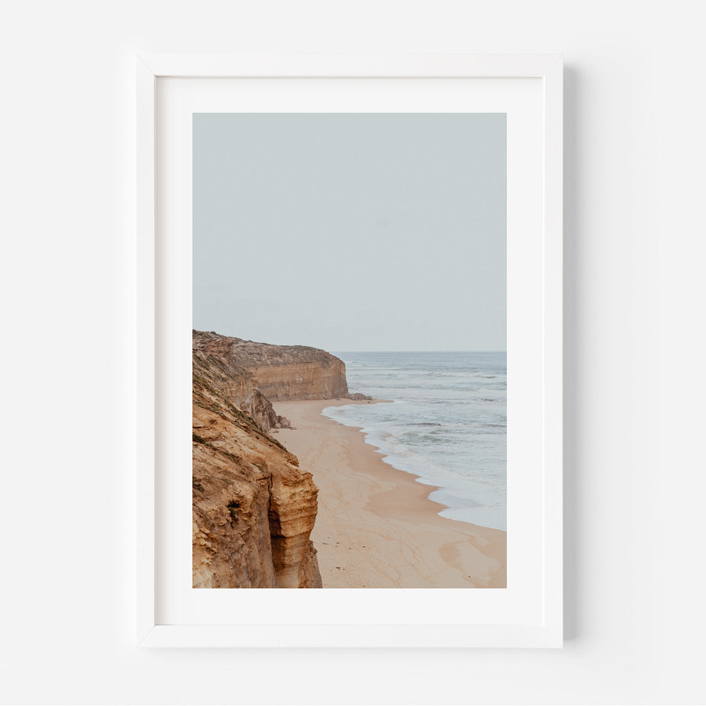 Coastal Serenity: Ocean View Oil Painting of Gibson Steps and Sandy Shoreline
