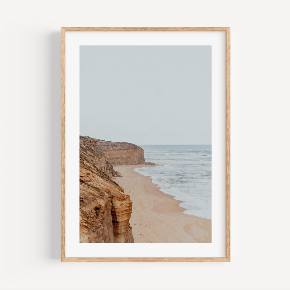 Coastal Serenity: Ocean View Oil Painting of Gibson Steps and Sandy Shoreline
