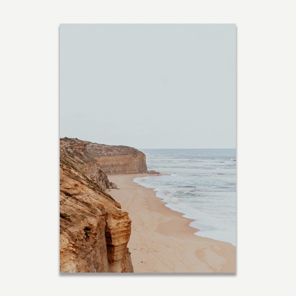 Coastal Serenity: Ocean View Oil Painting of Gibson Steps and Sandy Shoreline