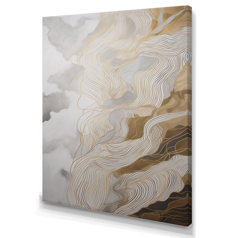 Elegant Gold and Gray Abstract Line Art for Modern Home Decor