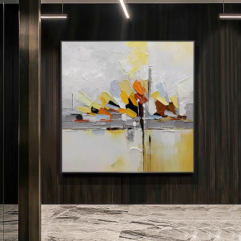 Radiant Abstract Landscape Oil Painting in Golden and Earth Tones
