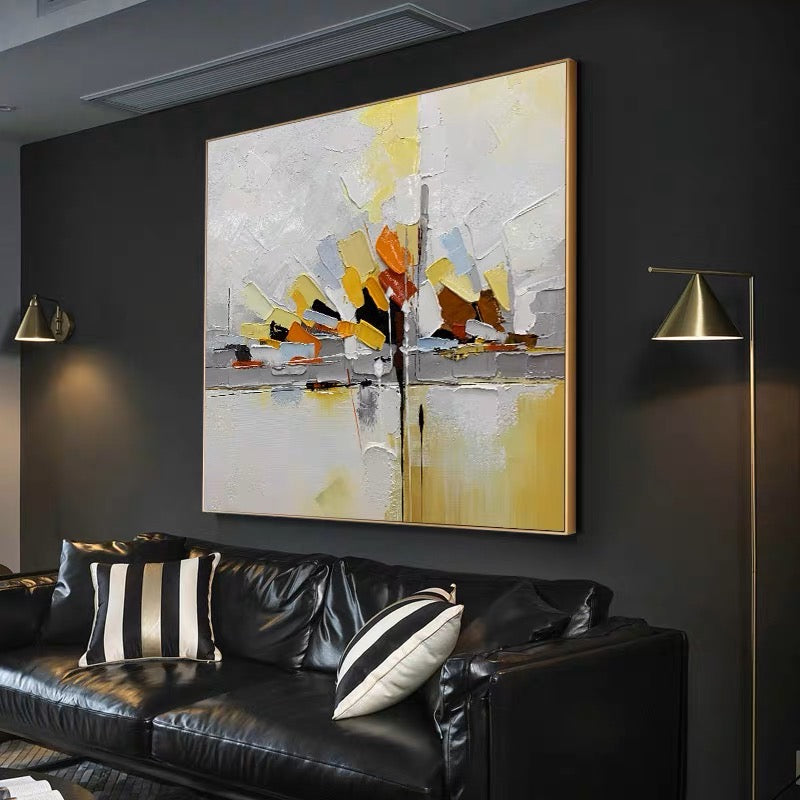 Radiant Abstract Landscape Oil Painting in Golden and Earth Tones