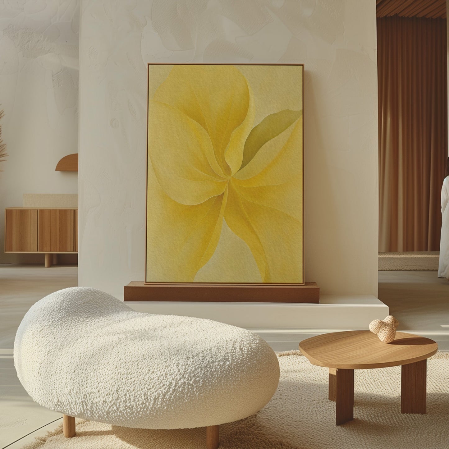 Radiant Yellow Floral Abstract Oil Painting for Brightening Spaces