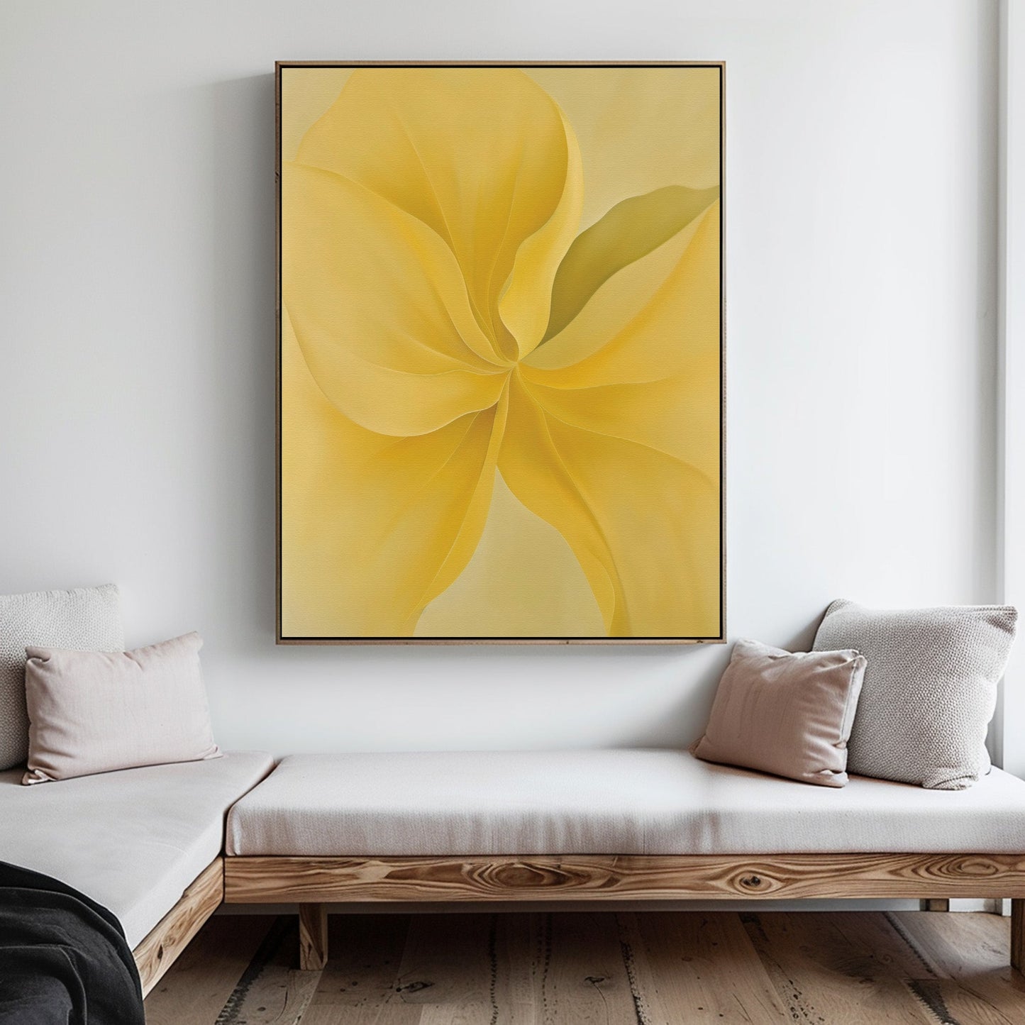 Radiant Yellow Floral Abstract Oil Painting for Brightening Spaces
