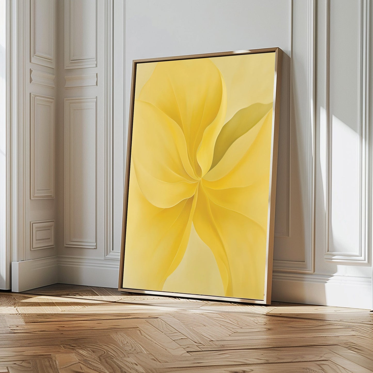 Radiant Yellow Floral Abstract Oil Painting for Brightening Spaces
