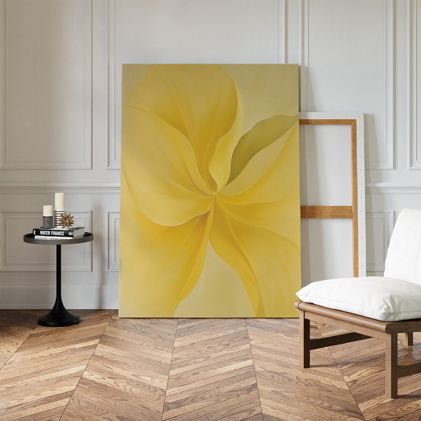 Radiant Yellow Floral Abstract Oil Painting for Brightening Spaces
