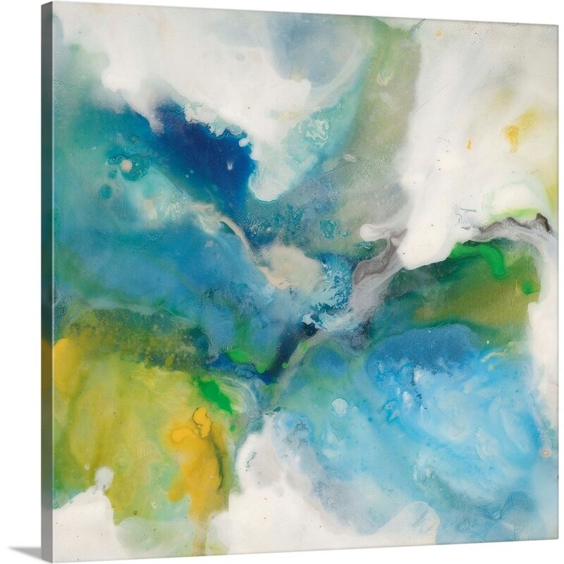 Vibrant Abstract Oil Painting in Blue and Green