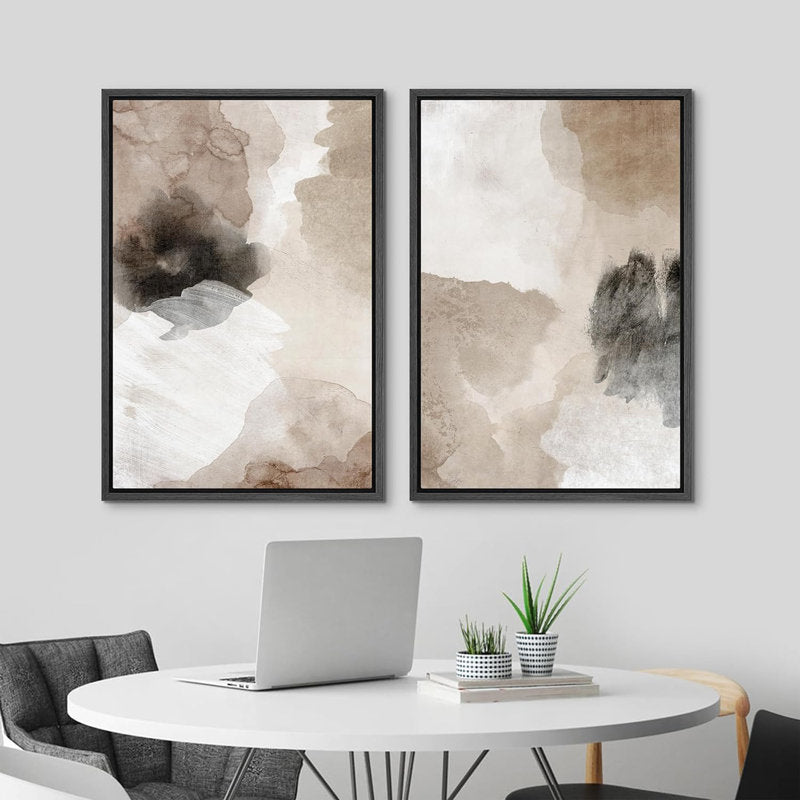 Elegant Brown and Black Abstract Oil Painting Set for Modern Home Decor