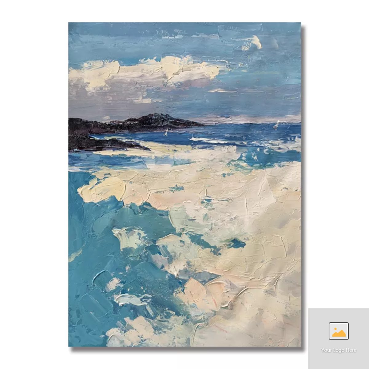 Tranquil Coastal Landscape Oil Painting of Sai Kung's Serene Waters