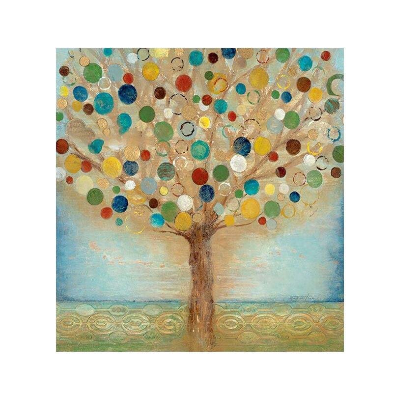 Colorful Abstract Tree Oil Painting for Modern Home Decor