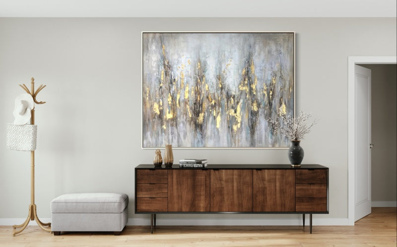 Abstract Shamanic Landscape with Gold Accents - Stunning Oil Painting