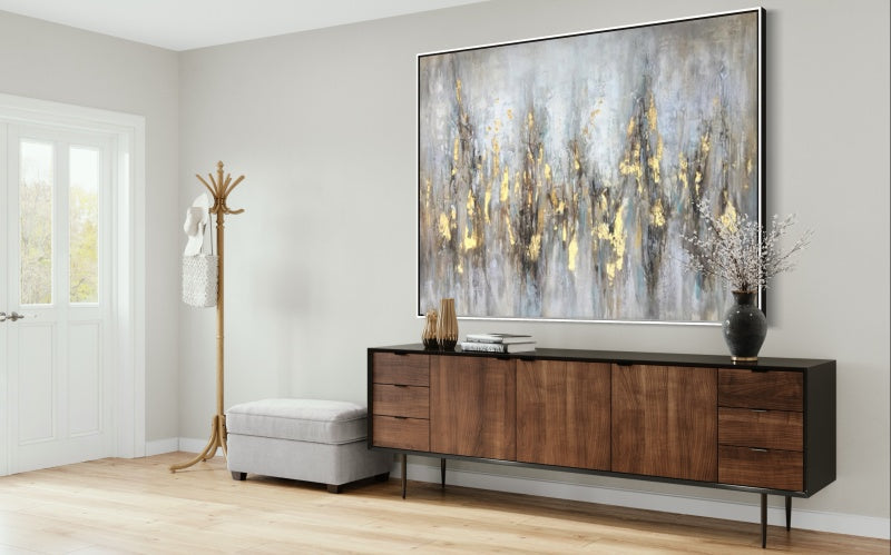 Abstract Shamanic Landscape with Gold Accents - Stunning Oil Painting