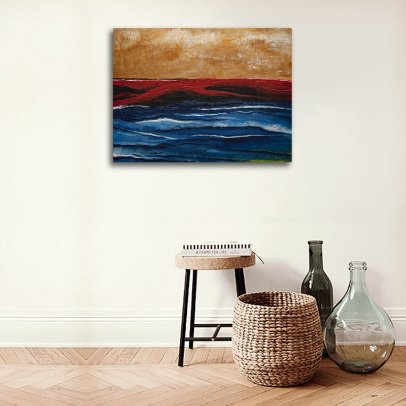 Dynamic Ocean Waves in Bold Colorful Storm Landscape Oil Painting