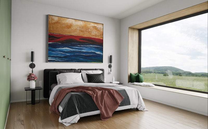 Dynamic Ocean Waves in Bold Colorful Storm Landscape Oil Painting