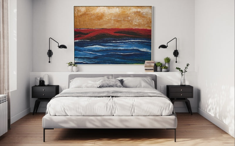 Dynamic Ocean Waves in Bold Colorful Storm Landscape Oil Painting