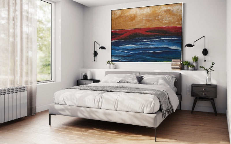 Dynamic Ocean Waves in Bold Colorful Storm Landscape Oil Painting