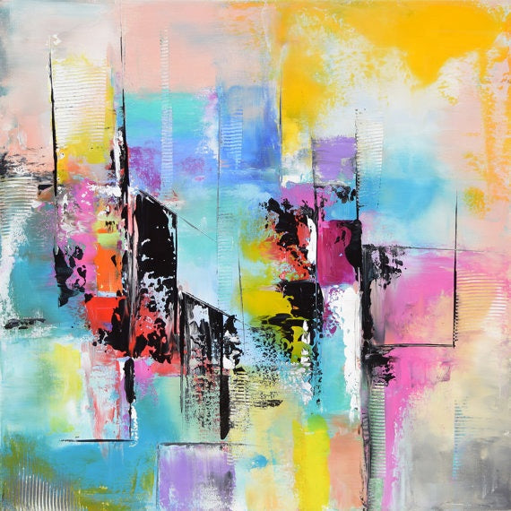 Colorful Abstract Oil Painting for Modern Home Decor