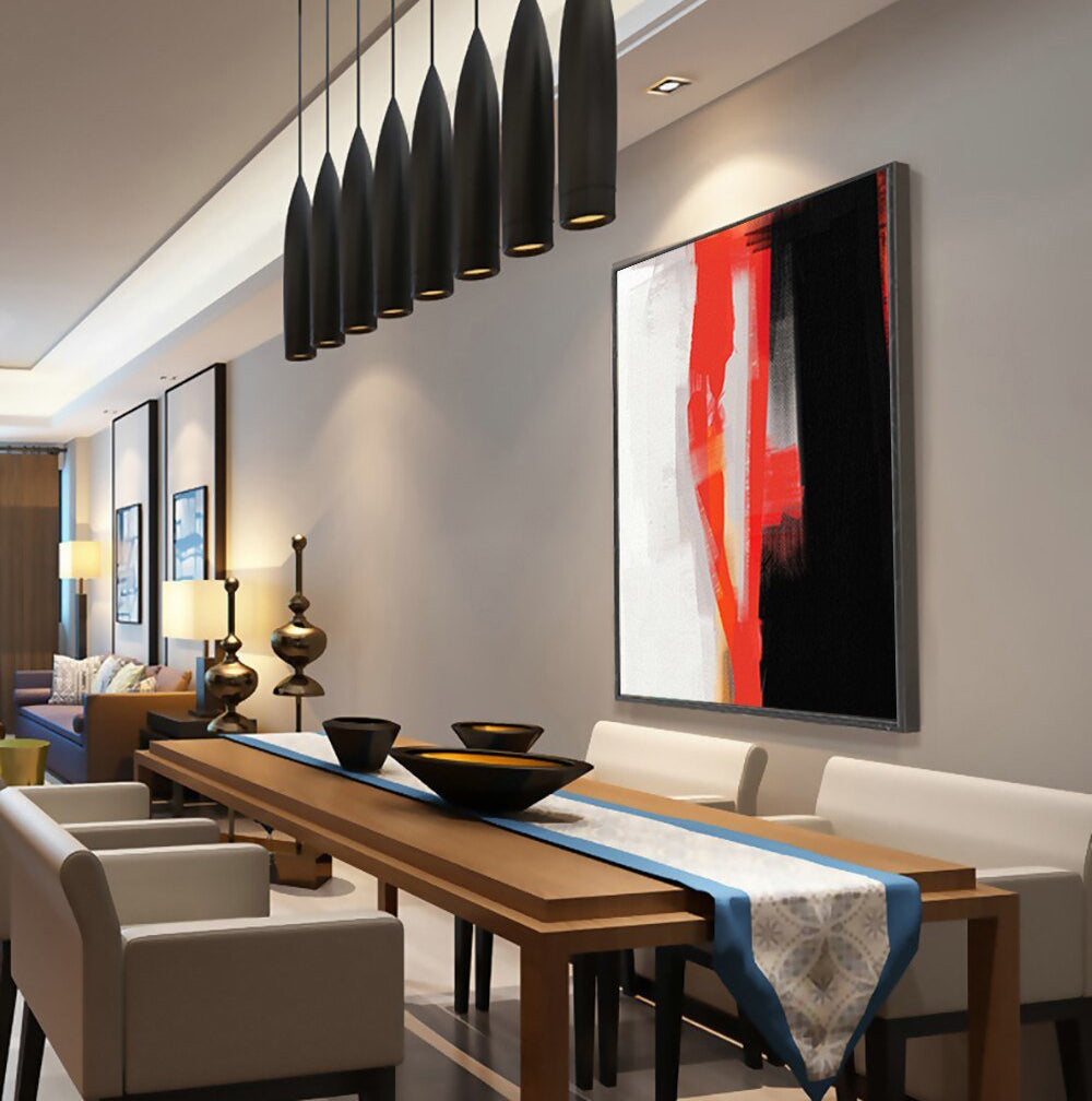 Bold Red Abstract Oil Painting for Modern Home Decor
