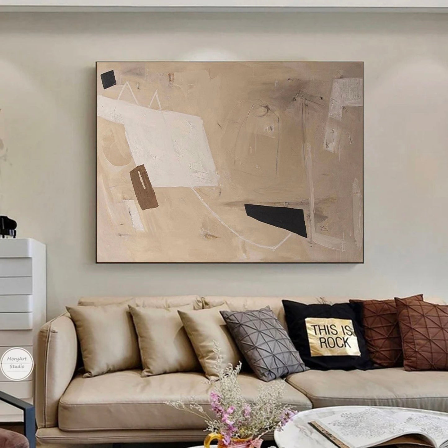 Contemporary Minimalist Abstract Oil Painting for Modern Home Decor