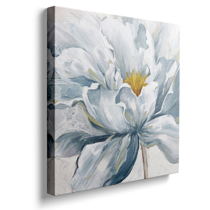 Elegant Hand Painted Blue and White Floral Canvas Art for Modern Decor