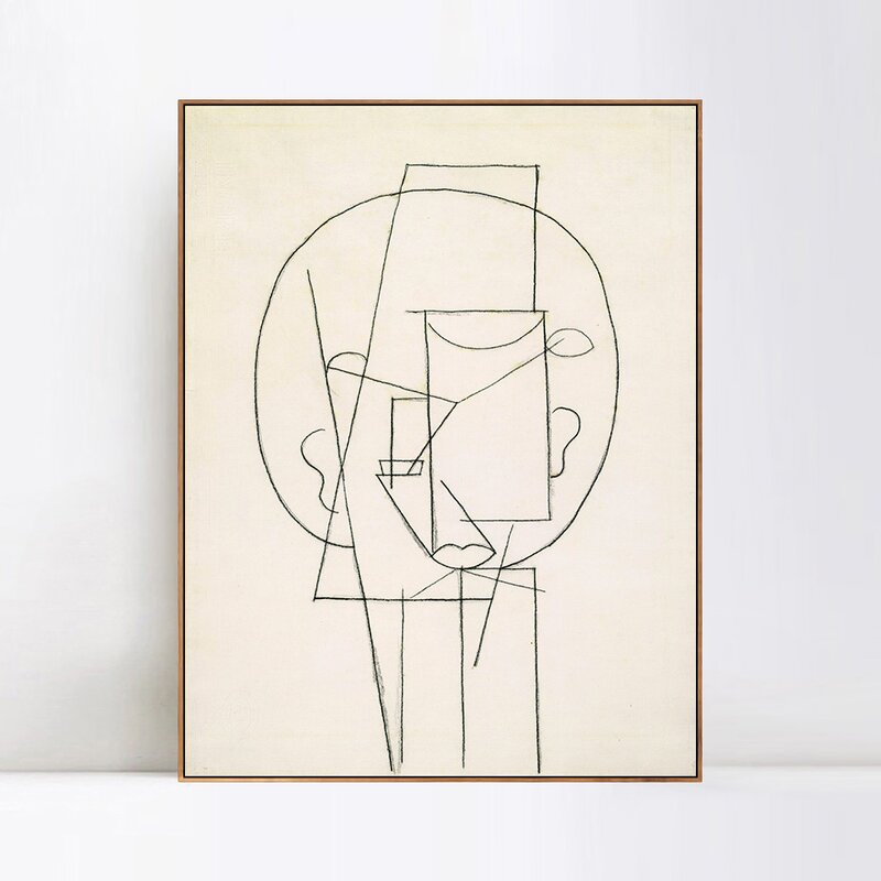 Pablo Picasso Abstract Face Oil Painting - Modern Art Canvas Decor with Floater Frame