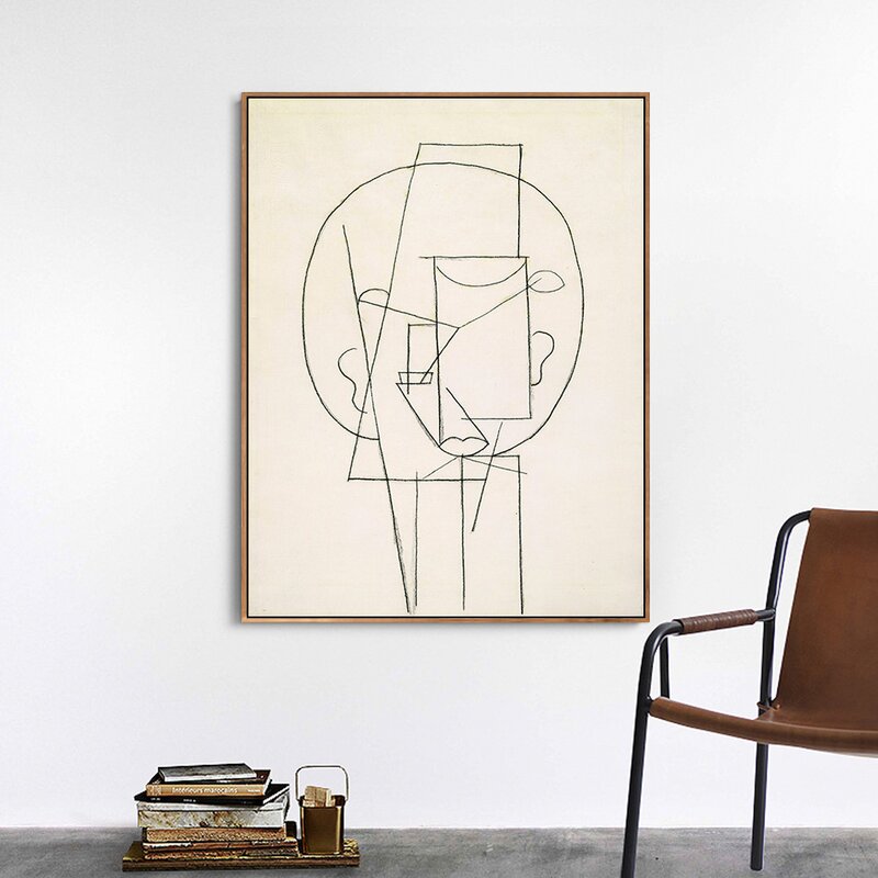 Pablo Picasso Abstract Face Oil Painting - Modern Art Canvas Decor with Floater Frame