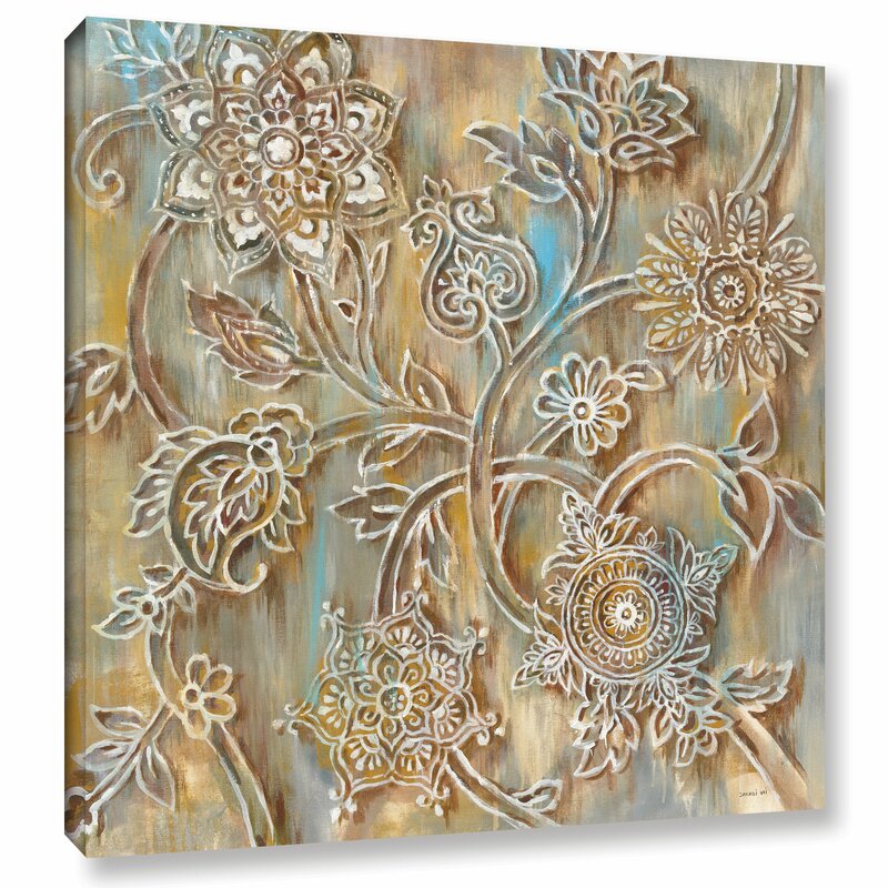 Elegant Floral Henna Art Oil Painting on Canvas for Home Decor